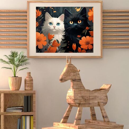 VNUIEHG Paint by Numbers Kit for Adults Beginner Cats, Acrylic Flower Oil Painting by Numbers Kits with Paintbrushes Paintwork Art Crafts Canvas for Home Decor 16x20 inch in Saudi Arabia