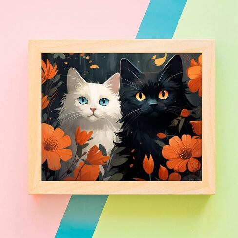 VNUIEHG Paint by Numbers Kit for Adults Beginner Cats, Acrylic Flower Oil Painting by Numbers Kits with Paintbrushes Paintwork Art Crafts Canvas for Home Decor 16x20 inch in Saudi Arabia