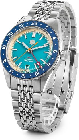 ساعات سان مارتن SN0116G للغوص للرجال NH34 GMT ساعة ميكانيكية من الياقوت الأزرق مضيئة بالكامل 10ATM مقاومة للماء، 39.5 ملم من الفولاذ المقاوم للصدأ in Kuwait