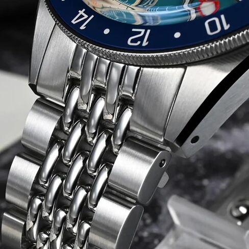 ساعات سان مارتن SN0116G للغوص للرجال NH34 GMT ساعة ميكانيكية من الياقوت الأزرق مضيئة بالكامل 10ATM مقاومة للماء، 39.5 ملم من الفولاذ المقاوم للصدأ in Kuwait