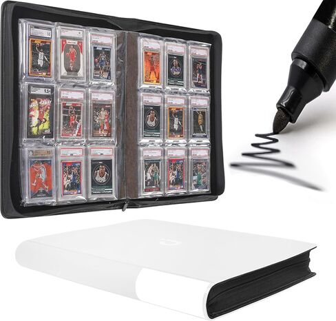 D DACCKIT Graded Card Binder，Holds 90 Card - 9 Pocket Slab Binder for Cards Compatible with PSA CGC BGS SGC（Model A, Classic White） in Kuwait