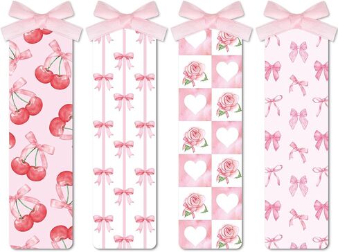 مرجعية Coquette مع الشريط Pink Bow Cherry Book Marker علامة لطيفة لعلامة الكتب لمستلزمات القراءة في الفصل الدراسي ، 8pcs in Saudi Arabia