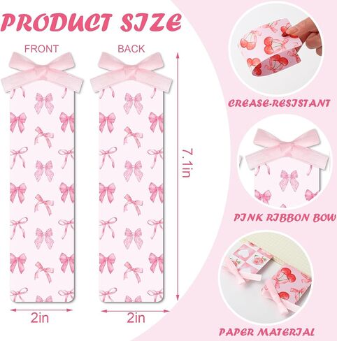 مرجعية Coquette مع الشريط Pink Bow Cherry Book Marker علامة لطيفة لعلامة الكتب لمستلزمات القراءة في الفصل الدراسي ، 8pcs in Saudi Arabia