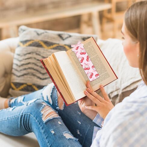 مرجعية Coquette مع الشريط Pink Bow Cherry Book Marker علامة لطيفة لعلامة الكتب لمستلزمات القراءة في الفصل الدراسي ، 8pcs in Saudi Arabia
