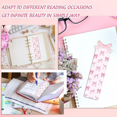 مرجعية Coquette مع الشريط Pink Bow Cherry Book Marker علامة لطيفة لعلامة الكتب لمستلزمات القراءة في الفصل الدراسي ، 8pcs in Saudi Arabia