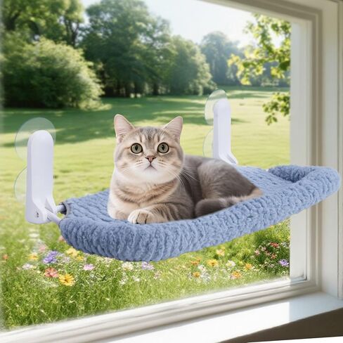 Cat Window Perch, Easy Install Bracket, Portable Wall Hammock for Indoor Cat, Light Blue in Saudi Arabia