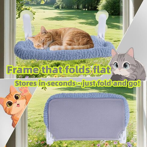 Cat Window Perch, Easy Install Bracket, Portable Wall Hammock for Indoor Cat, Light Blue in Saudi Arabia