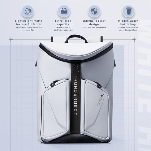Thunderobot Incandescence Plus Laptop Backpack, 17.3 Inch Gaming & Business Anti-Wear Travel bag, Lightweight and Water-Resistant, Extra Large Capacity with Hidden Water Bottle Bag in Saudi Arabia