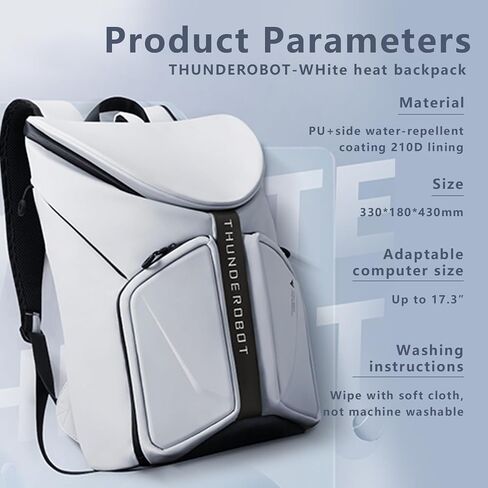 Thunderobot Incandescence Plus Laptop Backpack, 17.3 Inch Gaming & Business Anti-Wear Travel bag, Lightweight and Water-Resistant, Extra Large Capacity with Hidden Water Bottle Bag in Saudi Arabia