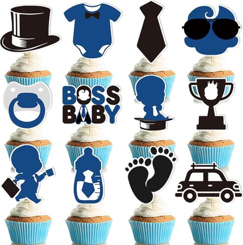 24pcs baby boy cake topper baby dearm decked reasations decorations boss party decorations boys gender gender conflists chicks party birdvictude supplies form in Kuwait