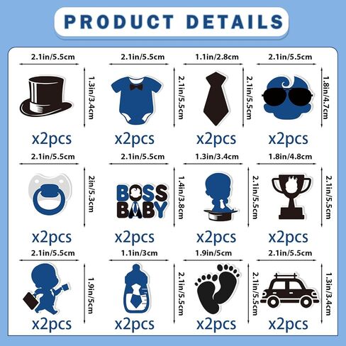 24pcs baby boy cake topper baby dearm decked reasations decorations boss party decorations boys gender gender conflists chicks party birdvictude supplies form in Kuwait