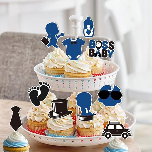 24pcs baby boy cake topper baby dearm decked reasations decorations boss party decorations boys gender gender conflists chicks party birdvictude supplies form in Kuwait