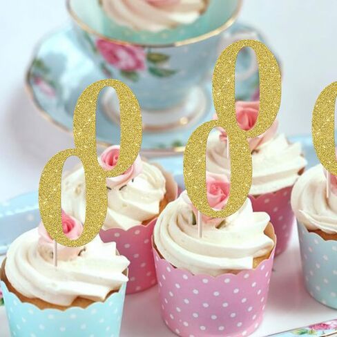 Rsstarxi 36 Pack 5th Birthday Cupcake Toppers Gold Glitter Number 5 Cupcake Picks Fifth Birthday Cake Decorations for Cheers to 5 Years Baby Shower Anniversary Party Decorations in Saudi Arabia