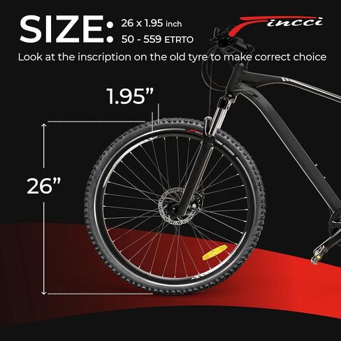 Fincci 26 x 1.95 Inch Bike Tire 50-559 Foldable 60 TPI for MTB Mountain Hybrid Offroad Bicycle in Saudi Arabia