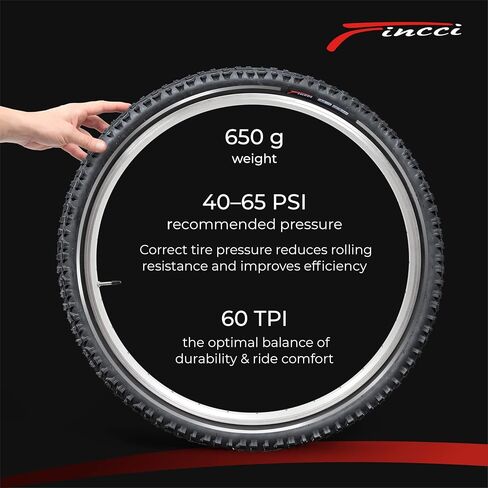 Fincci 26 x 1.95 Inch Bike Tire 50-559 Foldable 60 TPI for MTB Mountain Hybrid Offroad Bicycle in Saudi Arabia