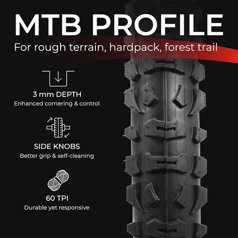 Fincci 26 x 1.95 Inch Bike Tire 50-559 Foldable 60 TPI for MTB Mountain Hybrid Offroad Bicycle in Saudi Arabia
