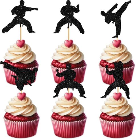 Cupcake Topper for Wushu Taekwondo Sport Gym موضوع الحفلة تفضل الزخارف الرجال الرجال in Saudi Arabia