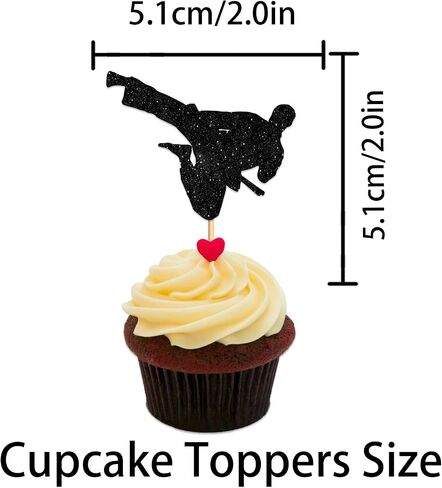 Cupcake Topper for Wushu Taekwondo Sport Gym موضوع الحفلة تفضل الزخارف الرجال الرجال in Saudi Arabia