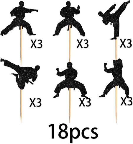 Cupcake Topper for Wushu Taekwondo Sport Gym موضوع الحفلة تفضل الزخارف الرجال الرجال in Saudi Arabia
