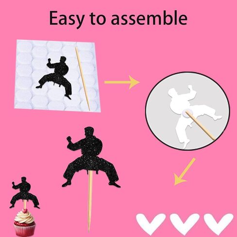 Cupcake Topper for Wushu Taekwondo Sport Gym موضوع الحفلة تفضل الزخارف الرجال الرجال in Saudi Arabia