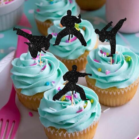 Cupcake Topper for Wushu Taekwondo Sport Gym موضوع الحفلة تفضل الزخارف الرجال الرجال in Saudi Arabia