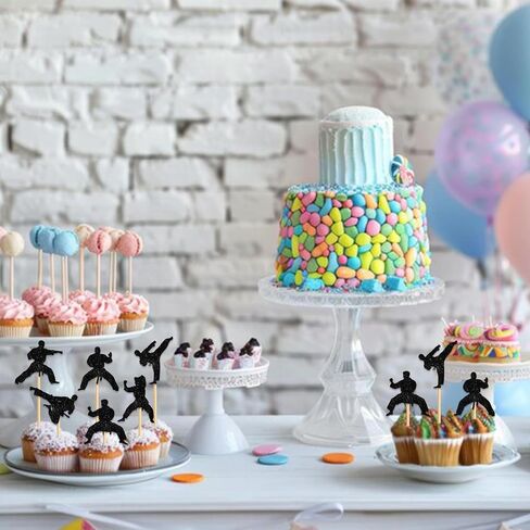 Cupcake Topper for Wushu Taekwondo Sport Gym موضوع الحفلة تفضل الزخارف الرجال الرجال in Saudi Arabia