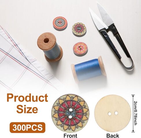 300 pcs أزرار خشبية ملونة مختلطة ، مع حالة 0.78 بوصة قديمة الزهرة أزرار خشبية مع 2 ثقوب لوحة زهرة الجولة الطبيعية زر الرجع in Kuwait