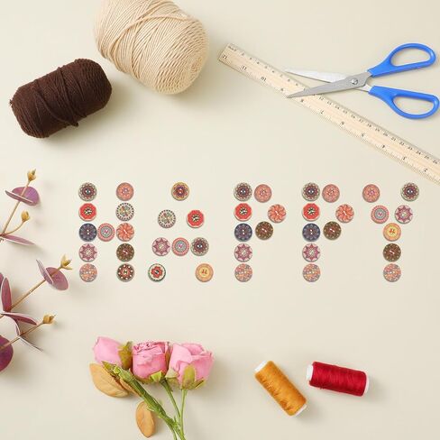 300 pcs أزرار خشبية ملونة مختلطة ، مع حالة 0.78 بوصة قديمة الزهرة أزرار خشبية مع 2 ثقوب لوحة زهرة الجولة الطبيعية زر الرجع in Kuwait