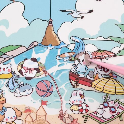 24 مجموعة ملصقات ثلاثية الأبعاد مشهد DIY تلصق الملصقات ثلاثية الأبعاد تصنع مشهد الغرفة المريح الخاص بك ، مشاهد ملصقات كرتون لطيفة لإصدار الإغاثة تمر الوقت in Kuwait