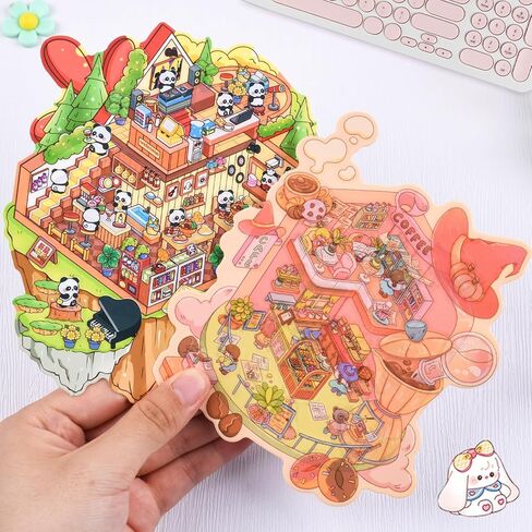 24 مجموعة ملصقات ثلاثية الأبعاد مشهد DIY تلصق الملصقات ثلاثية الأبعاد تصنع مشهد الغرفة المريح الخاص بك ، مشاهد ملصقات كرتون لطيفة لإصدار الإغاثة تمر الوقت in Kuwait