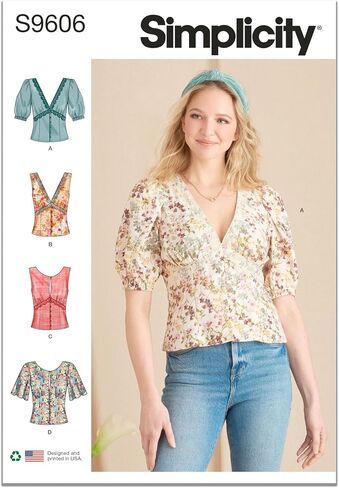 Simplicity SS9606H5 Misses' Semi-Fitted Blouse Sewing Pattern Packet, Design Code S9606, Sizes 6-8-10-12-14 in Saudi Arabia