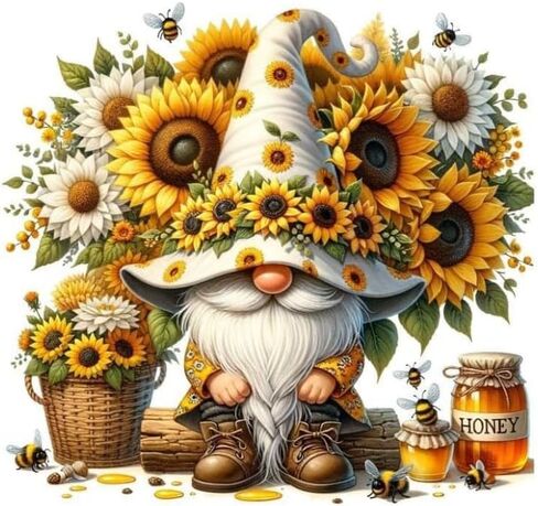 Sunflower Gnome with Honey jars Decal Sticker for Drink Tumblers, Adorable Funny Laptop Decals, Binders, Phones and so much more! in Saudi Arabia