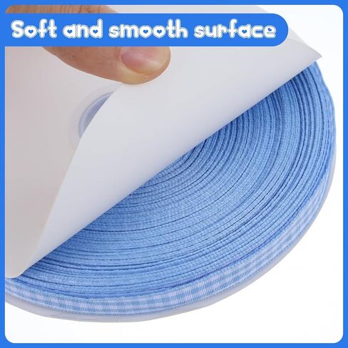 3/8 Inch×50Yard White and Blue Gingham Ribbon, Polyester Woven Edge Plaid Ribbon, Checkered Ribbons for Crafts Gift Wrapping Sewing Wedding Home Decoration in Saudi Arabia