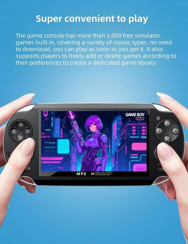 شاشة Retro Game Console 4.3 بوصة ، نظام ألعاب محمولة محمولة محمولة مع 2000 لعبة ، ودعم الاتصال التلفزيوني ، وألعاب السفر القابلة لإعادة الشحن للأطفال البالغين ، هدية عيد الميلاد (أسود) in Kuwait