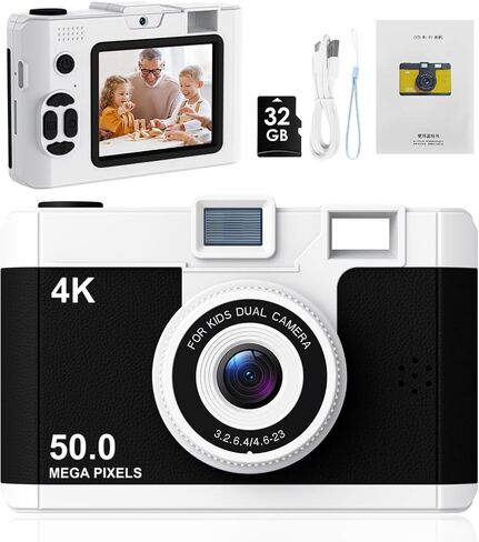 50.0 Mega Pixels Kids Camera for 5-13 Year Old Girls Boys with WiFi,MP3,Video Recording,Children Digital Selfie Video Camcorder 1080P Dual Lens 2.4 Inch HD,32G TF Card (Brown) in Saudi Arabia