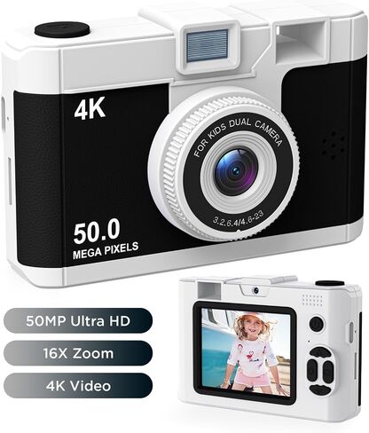 50.0 Mega Pixels Kids Camera for 5-13 Year Old Girls Boys with WiFi,MP3,Video Recording,Children Digital Selfie Video Camcorder 1080P Dual Lens 2.4 Inch HD,32G TF Card (Brown) in Saudi Arabia