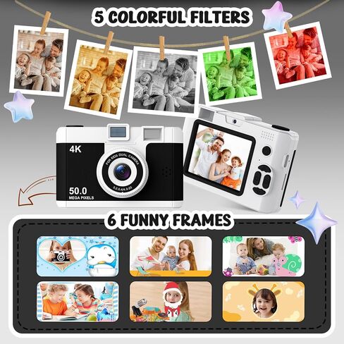 50.0 Mega Pixels Kids Camera for 5-13 Year Old Girls Boys with WiFi,MP3,Video Recording,Children Digital Selfie Video Camcorder 1080P Dual Lens 2.4 Inch HD,32G TF Card (Brown) in Saudi Arabia