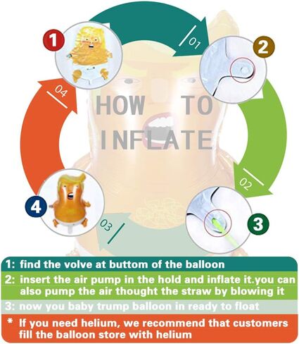 Trump Baby Balloons (2-Pack) |Mini Size 25.2 inches| Non-Toxic AL Film Material Balloon | Inflatable & Easy to Carry | with Balloon Ribbon in Saudi Arabia