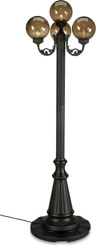 Patio Living Concepts, 80"H, European Park Style Four Plug-in Outdoor Black Lantern Patio, Weather Resistant, Aluminum, White Globes in Saudi Arabia