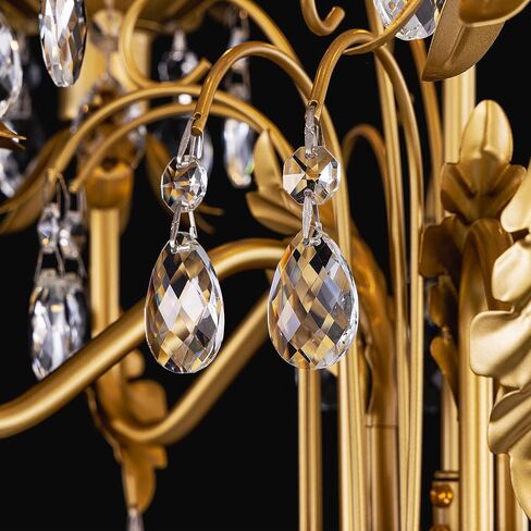 Wellmet Gold Floor Lamp for Living Room Corner, 6 Lights Farmhouse Standing Lamp, Tall Crystal Floor Lamp with Foot Switch for Office, Reading Room, Bedroom (E12 Base) in Kuwait