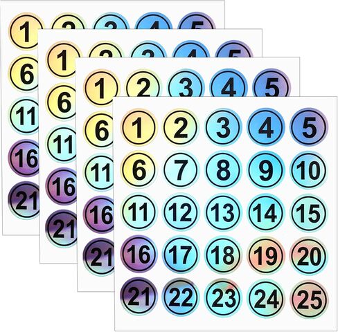 100 PCS 0.78in ليزر ملصقات الأرقام على التوالي ، 4 أوراق من 1 إلى 25 ملصقات جولة مقاومة للماء ملصقات للاصوص على ملصقات جولة مستديرة صغيرة (أسود) in Saudi Arabia