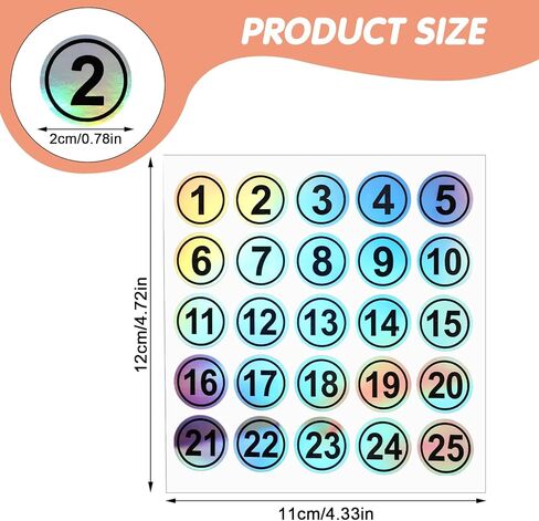 100 PCS 0.78in ليزر ملصقات الأرقام على التوالي ، 4 أوراق من 1 إلى 25 ملصقات جولة مقاومة للماء ملصقات للاصوص على ملصقات جولة مستديرة صغيرة (أسود) in Saudi Arabia
