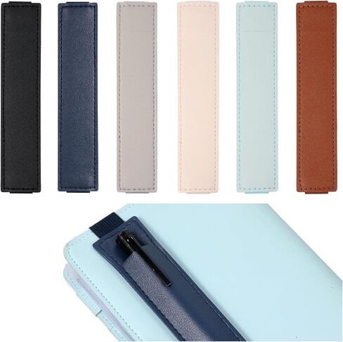 6 PCS Elastic Pen Holder for Notebook, Colorful PU Leather Pen Sleeve, Adjustable Pens Holders for Book, Planners, Binders, Books, 6 Colors in Saudi Arabia