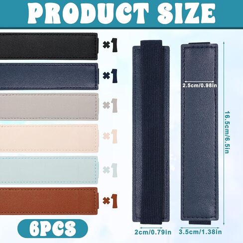 6 PCS Elastic Pen Holder for Notebook, Colorful PU Leather Pen Sleeve, Adjustable Pens Holders for Book, Planners, Binders, Books, 6 Colors in Saudi Arabia