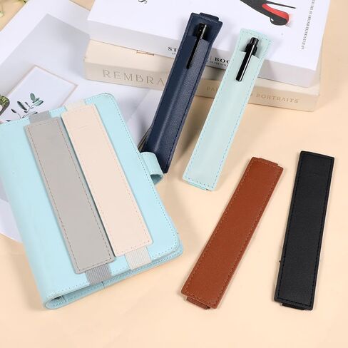 6 PCS Elastic Pen Holder for Notebook, Colorful PU Leather Pen Sleeve, Adjustable Pens Holders for Book, Planners, Binders, Books, 6 Colors in Saudi Arabia