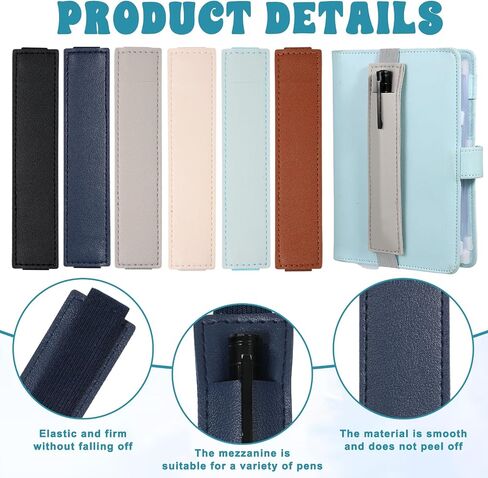 6 PCS Elastic Pen Holder for Notebook, Colorful PU Leather Pen Sleeve, Adjustable Pens Holders for Book, Planners, Binders, Books, 6 Colors in Saudi Arabia