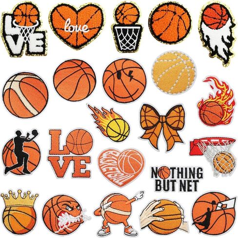Decorative Patches,22pcs Iron On Patches for Clothing, Embroidered Sew On Cute Basketball Patches for Kids Jackets, Shirts, Backpacks in Saudi Arabia