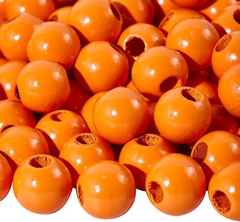 240pcs Wood Beads for Craft Wooden Beads Orange 15.5-16mm DIY Beads Color(6mmhole) in Kuwait