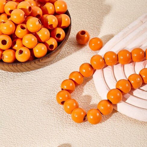 240pcs Wood Beads for Craft Wooden Beads Orange 15.5-16mm DIY Beads Color(6mmhole) in Kuwait