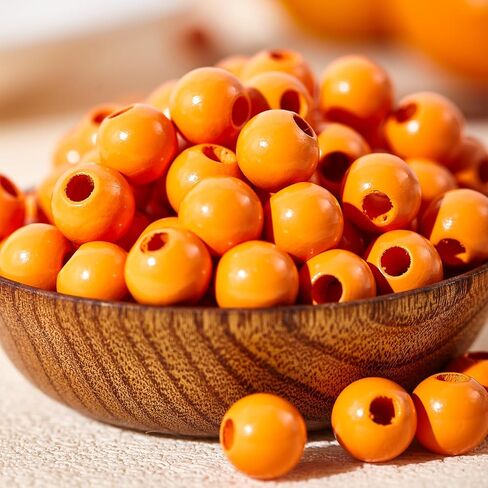 240pcs Wood Beads for Craft Wooden Beads Orange 15.5-16mm DIY Beads Color(6mmhole) in Kuwait